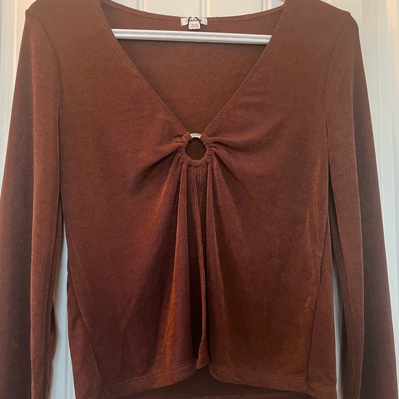 Garage brown stone  mesh long sleeve woman top M - Picture 4 of 16